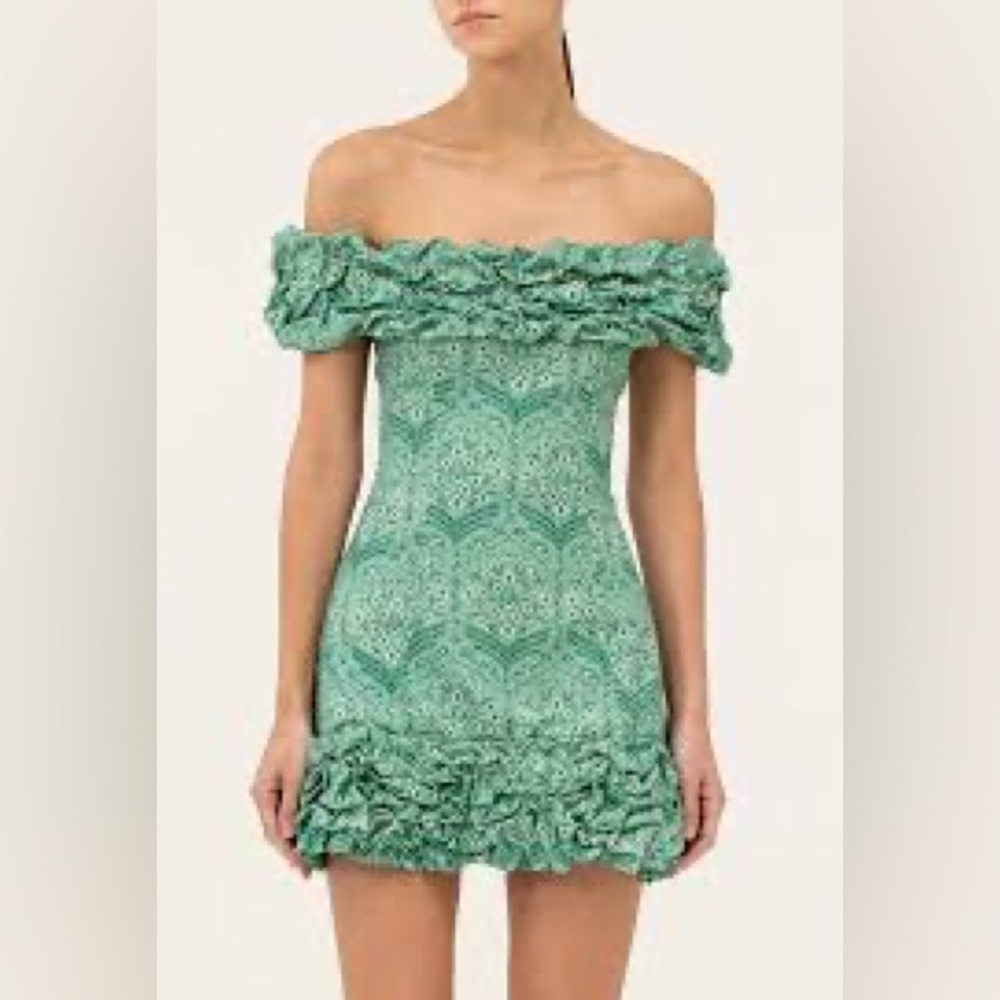 Agua by Agua Bendita Green Off-Shoulder Mini Dress - Picture 2 of 5